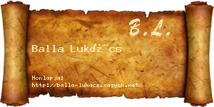 Balla Lukács névjegykártya